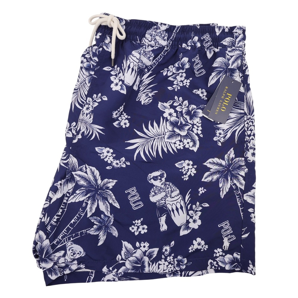NEW Polo Ralph Lauren Polo Bear Swim Trunks Navy Blue Men‎ 3XB Mesh Liner Shorts